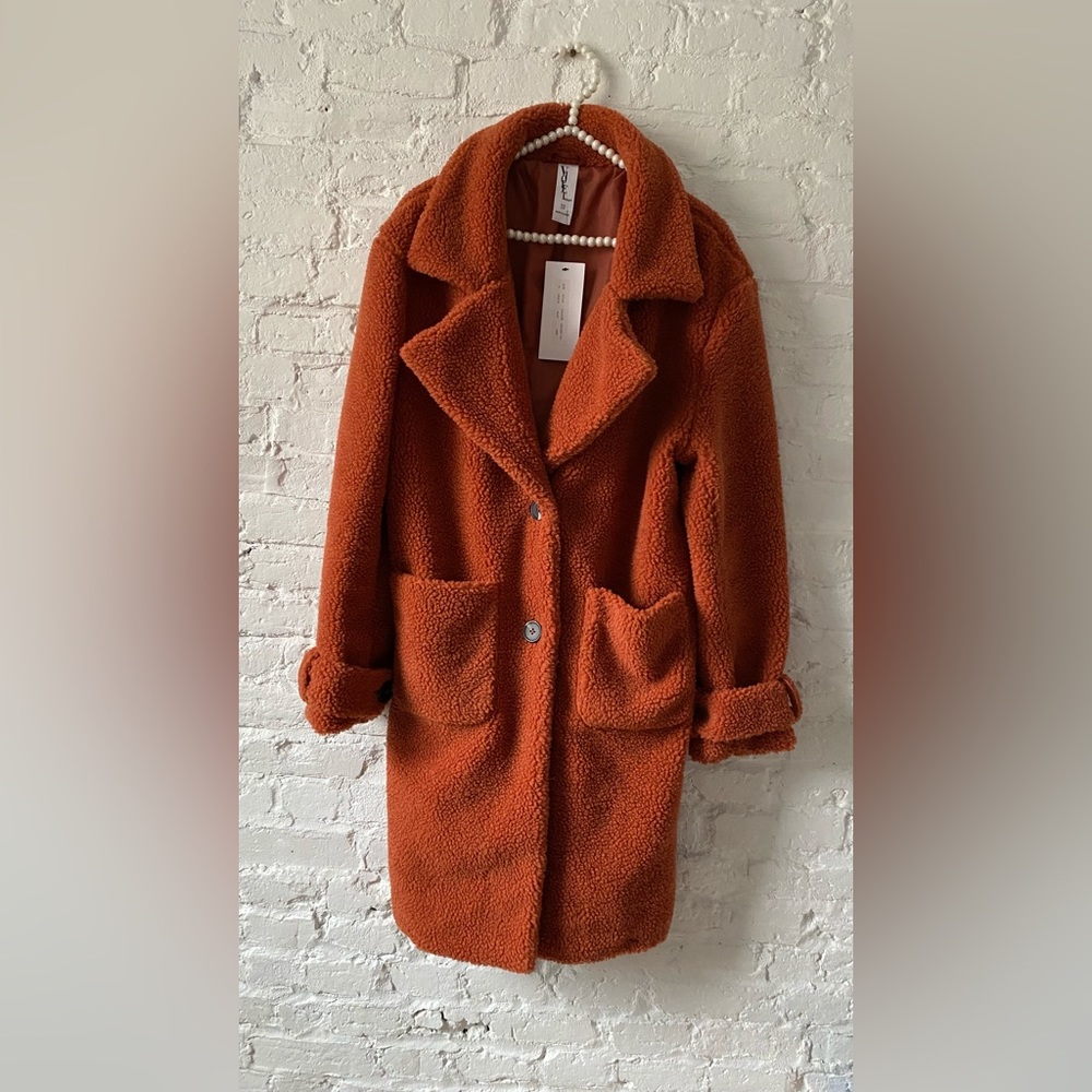 ASOS Violet Romance Teddy Coat in copper